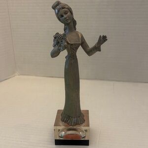 Graceful Pewter Lady Sculpture on Clear Base